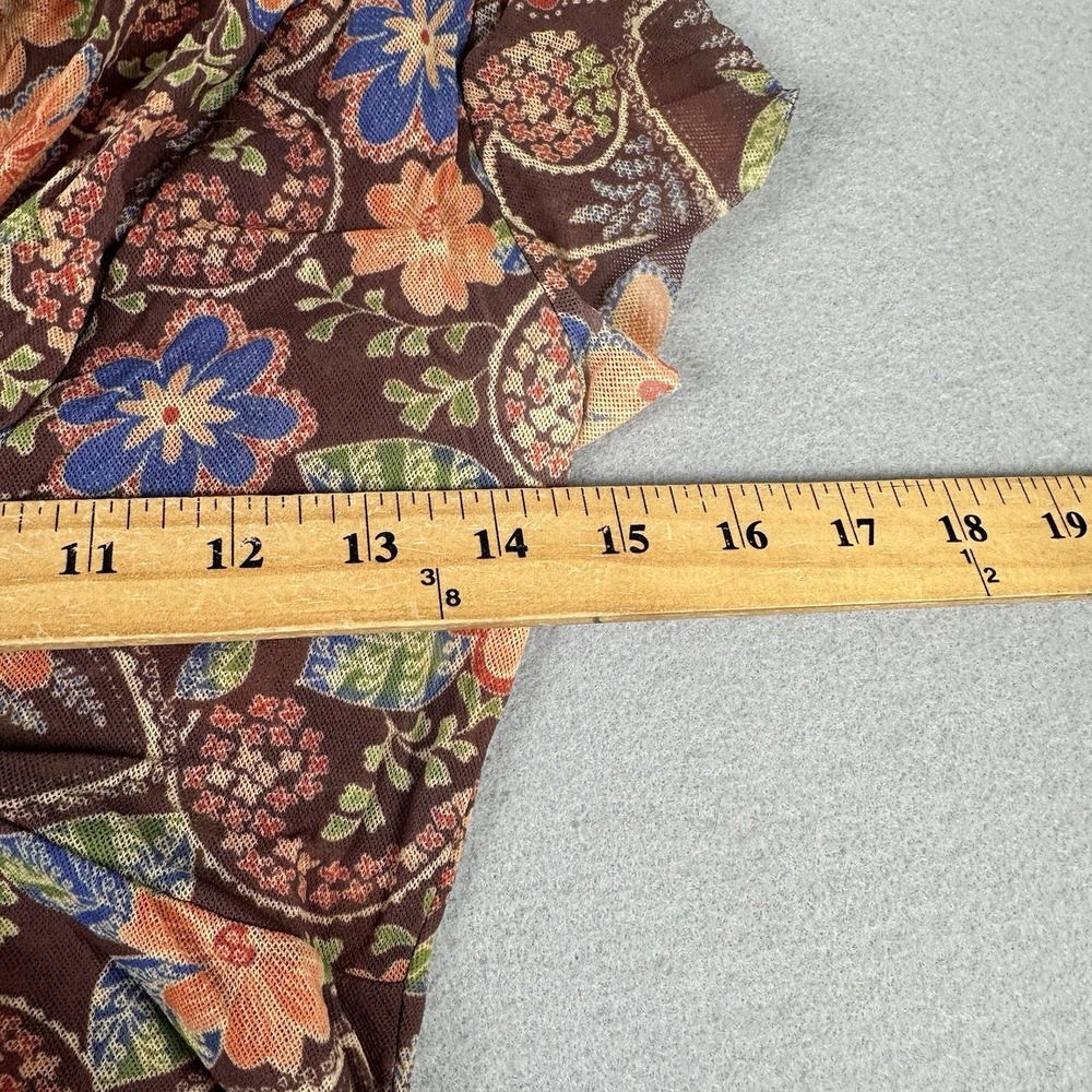 Vtg Y2K Sweet Pea Mesh Baby Doll Tunic V Neck Women's Medium Multicolor Paisley - Picture 10 of 16